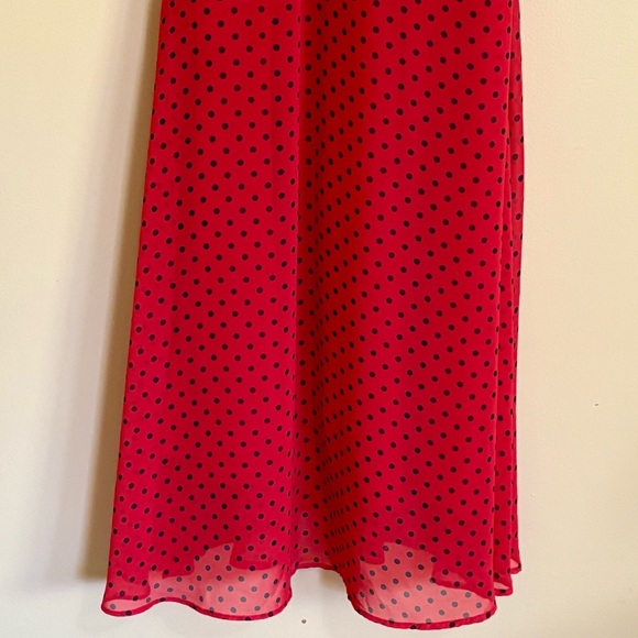 Trendyol| Red & Black Polka Dot Halter Midi Chiffon Dress Sz 4/36 - Picture 3 of 7